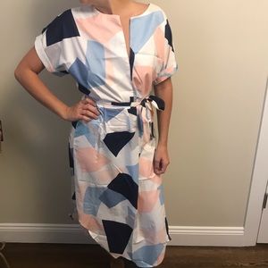 Abstract print, loose fitting dress